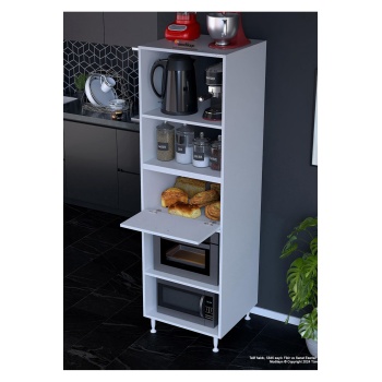 Silva Loya 1 Kapaklı 59,6 x 194,6 x 56 cm Mini Fırın Mikrodalga Dolabı Çok Amaçlı Mutfak Dolabı