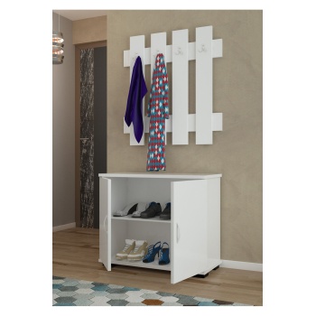 Çift Kapaklı Dolaplı 4 Askılıklı Portmanto Vestiyer