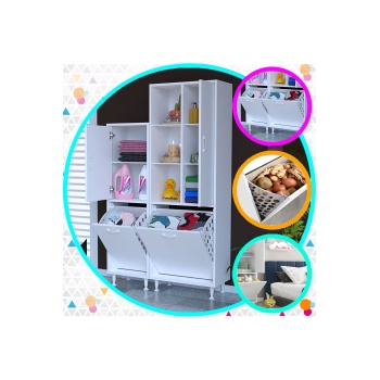 MİS Urla YENİCE 97 x 165 cm Sepetli Dolap Banyo Dolabı Çok Amaçlı Dolap Oyuncak Dolabı