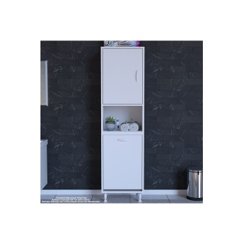 Söke Şile 45 X 160 X 32,5 Cm 3 Raflı 1 Kapaklı Kirli Çamaşır Bölmeli Banyo Dolabı