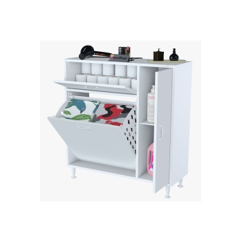 MODİLAYN YENİCE Çok Amaçlı Banyo Dolabı 90 x 97.5 x 32 cm Kirli Çamaşır Sepetli Dolap