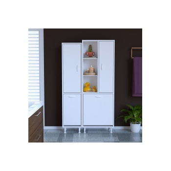 Alaçatı Inci 90x160x32 3 Kapaklı 2 Sepetli Banyo Dolabı Kirli Çamaşır Dolabı Mutfak Dolabı