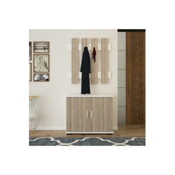 Fulya Portmanto Vestiyer Askılık Ayakkabılık Dolabı, Cordoba Beyaz