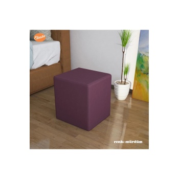 Kare Puf Tabure Ahsap Iskeletli Kumas Tabure