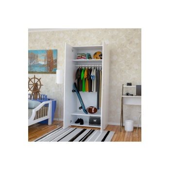 Banyo Dolabı Gardırop 2 Kapaklı Gardolap Yatak Odası Dolabı Raflı Askılıklı Gardrop