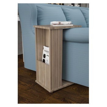 Raflı C Yan Sehpa Koltuk Yanı Tekerlekli Sehpa Çok Amaçlı