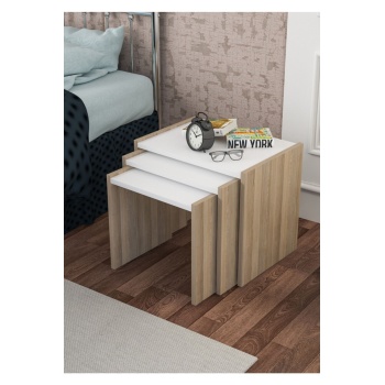 3 Lü Zigon Sehpa Ofis Sehpası Dikdörtgen Laptopluk