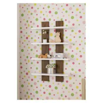 Duvar Rafı Dört Raflı Duvar Ünitesi Dörtlü Kitaplık Geniş