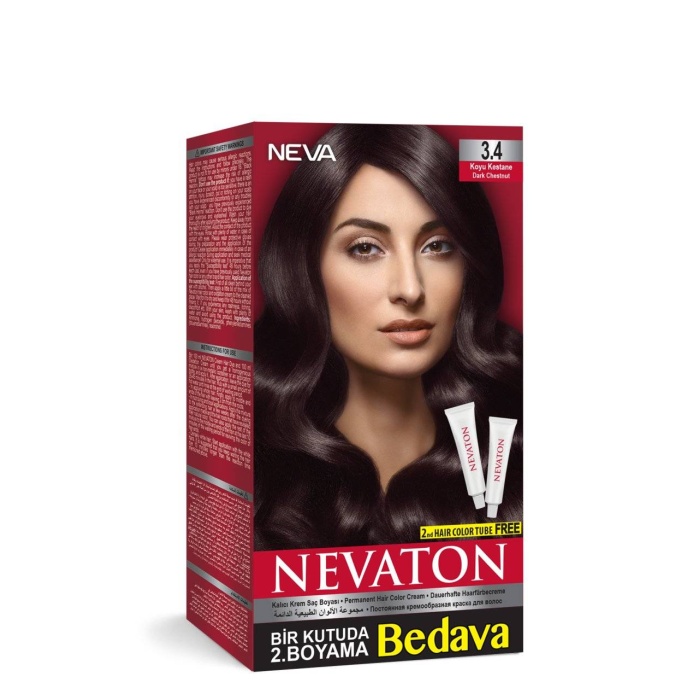 Nevaton Kalıcı Krem Saç Boyası 3.4 Koyu Kahve