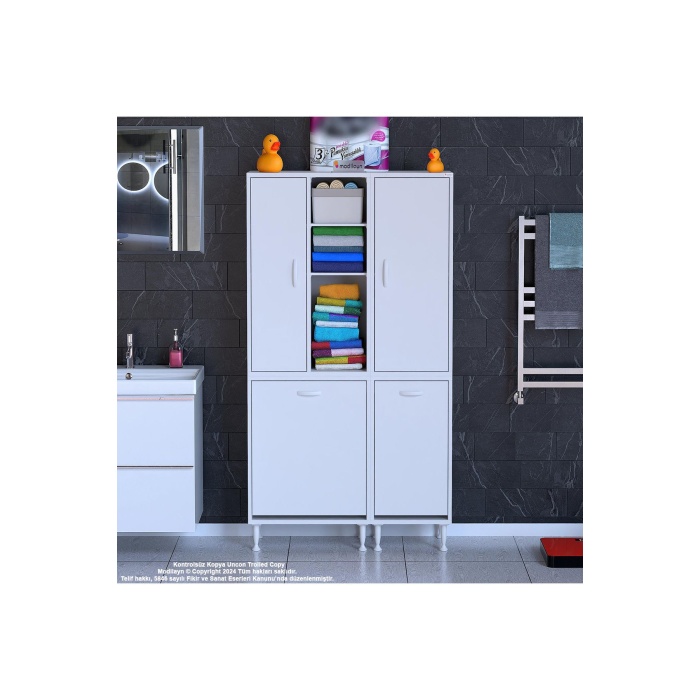 90 x 160 x 32 cm Banyo Dolabı Kirli Çamaşır Dolabı Sepetli Dolap