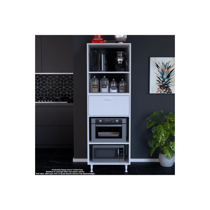 Silva Loya 59,6 X 194,6 X 56 Cm Tek Kapaklı Ankastre Fırın Ve Mutfak Dolabı