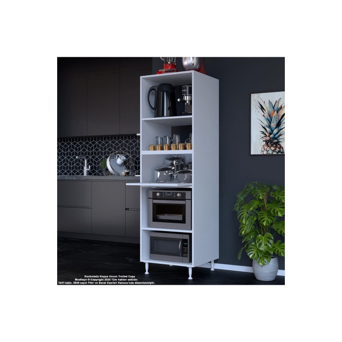 Silva Loya 59,6 X 194,6 X 56 Cm Tek Kapaklı Ankastre Fırın Ve Mutfak Dolabı