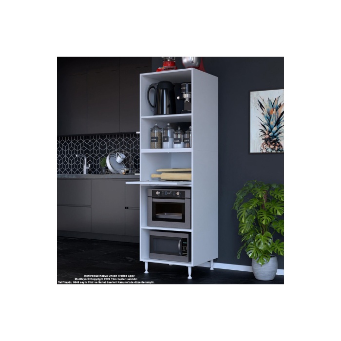 Silva Loya 59,6 X 194,6 X 56 Cm Tek Kapaklı Ankastre Fırın Ve Mutfak Dolabı