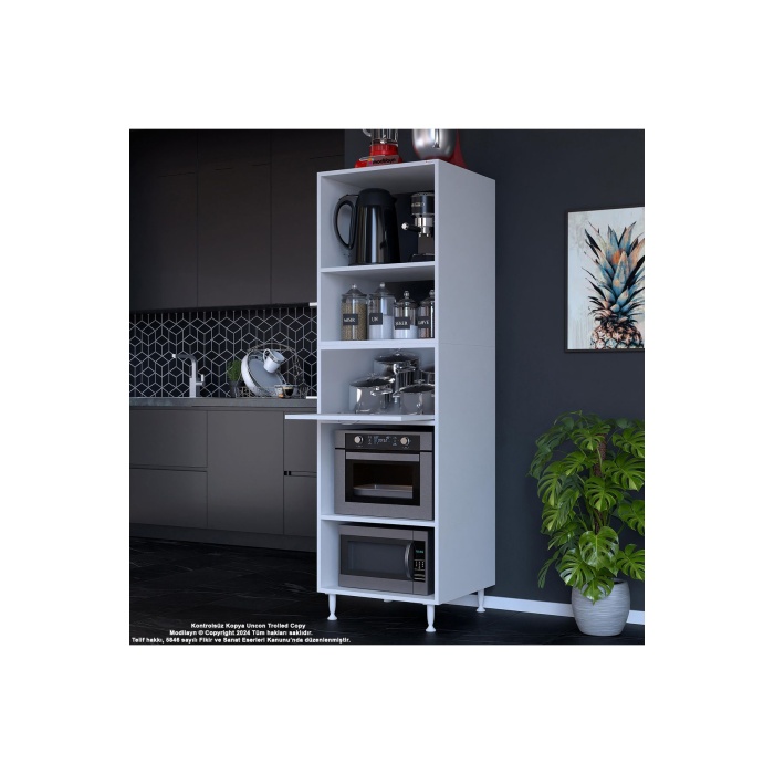 Silva Loya 59,6 X 194,6 X 56 Cm Tek Kapaklı Ankastre Fırın Ve Mutfak Dolabı