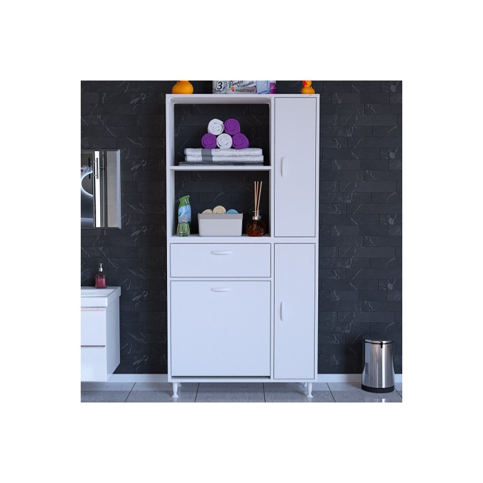 Mis Urla Yenice 90 x 183 x 31,5 cm Kirli Çamaşır Dolabı Sepetli Banyo Dolabı