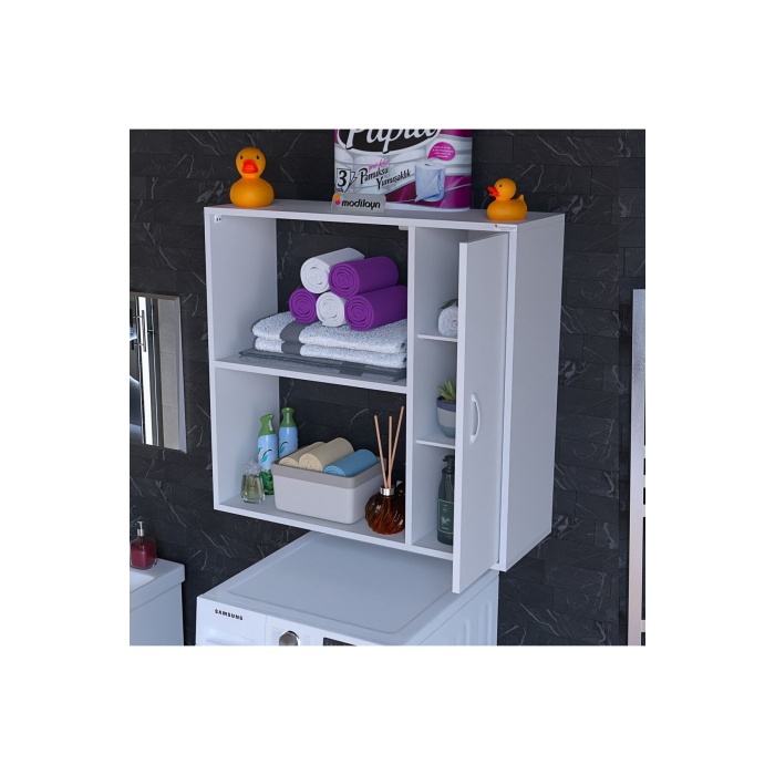 Urla Banyo Dolabı Çok Amaçlı Dolap 90 x 85 x 32 cm Asma Banyo Dolabı Makina Üstü Dolap
