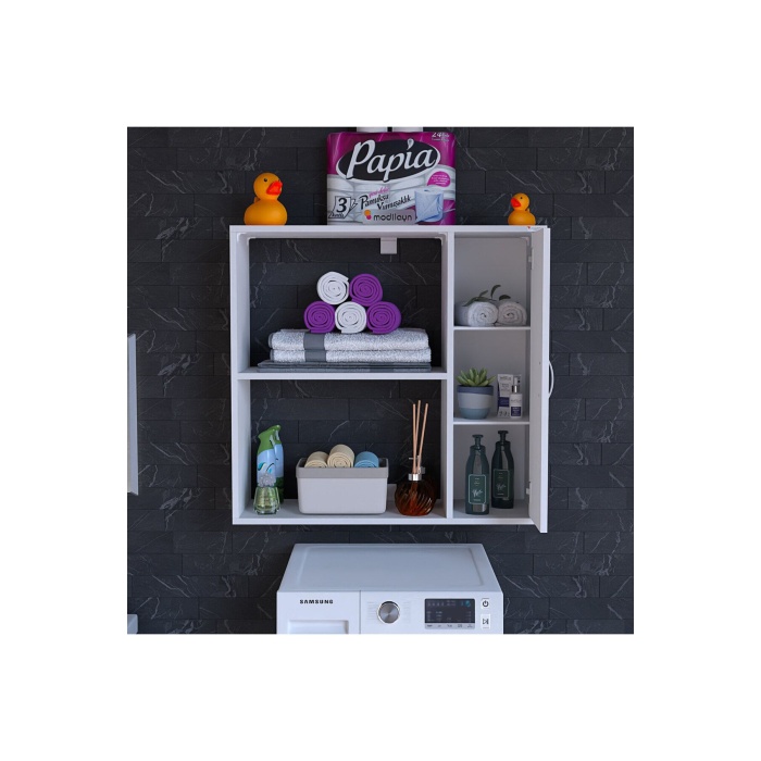 Urla Banyo Dolabı Çok Amaçlı Dolap 90 x 85 x 32 cm Asma Banyo Dolabı Makina Üstü Dolap