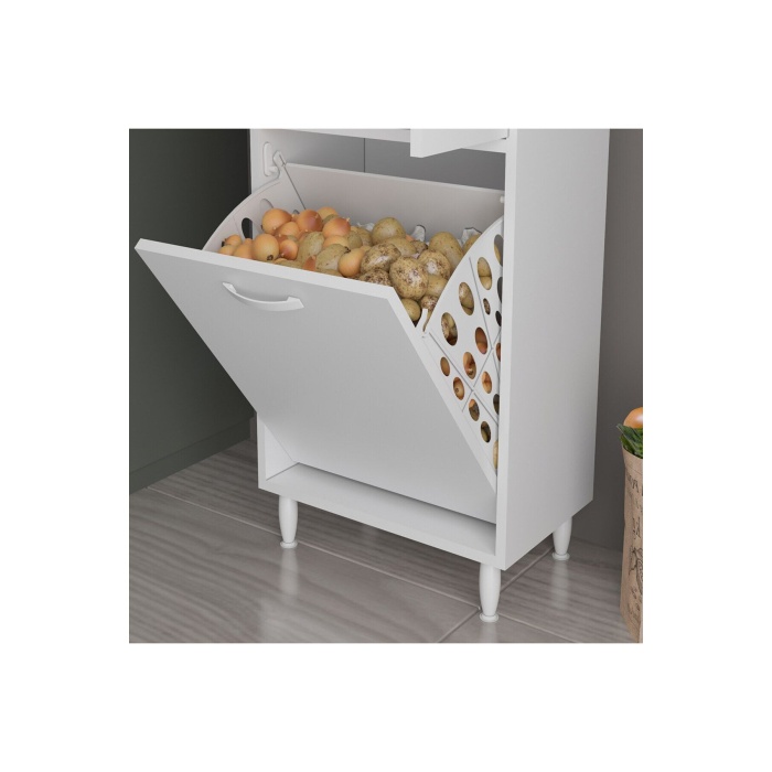55x165x30 Cm Ard-133 Sepetli 2 Kapaklı Çok Amaçlı Mutfak Dolabı Banyo Dolabı Oyuncak Dolabı