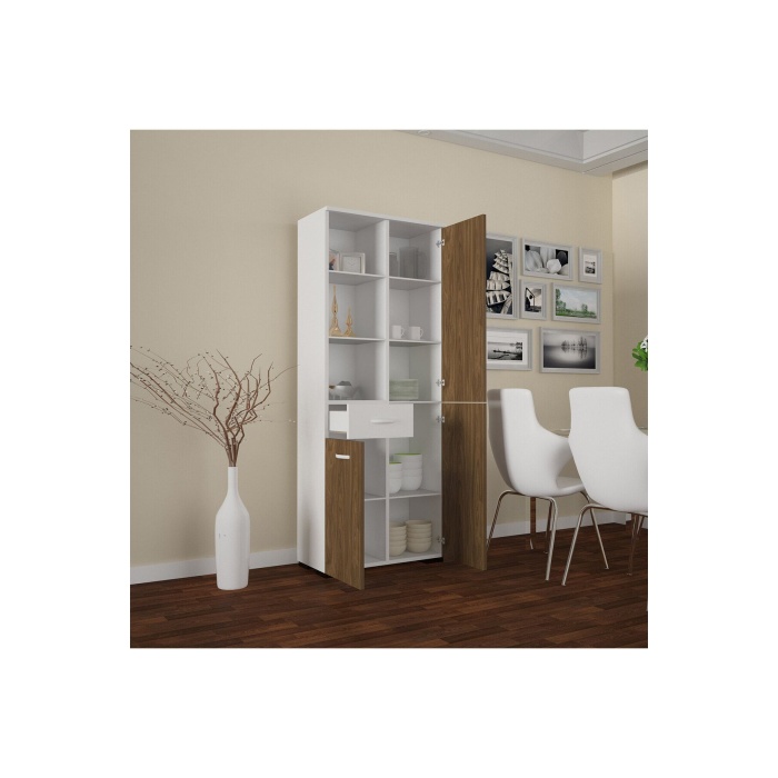 MODİLAYN ARD-124 55 x 165 x 30 cm Çok Amaçlı Dolap 3 Kapaklı Banyo Dolabı Ofis Dolabı