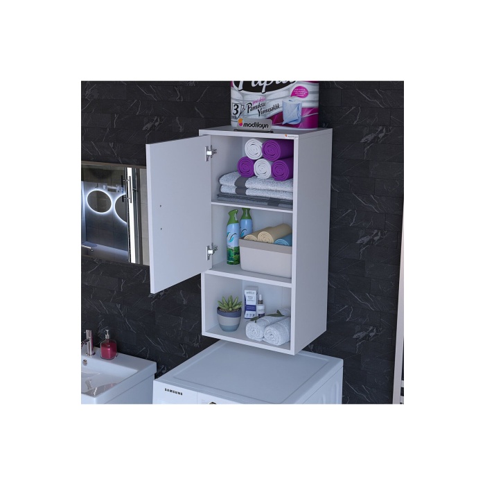 MODİLAYN 50 x 88,4 x 32,5 Çok Amaçlı Asma Banyo Dolabı Banyo Dolabı Makina Üstü Dolap Asma Dolap