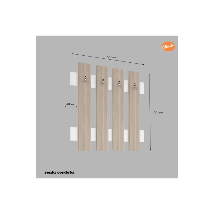 MODİLAYN 70 x 70 x 4 cm Duvar Askılığı Portmanto Antre Askılığı