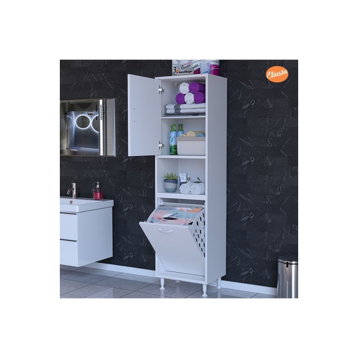 Mutfak Dolabı Tek Kapaklı Raflı Kirli Camasır Dolabı Banyo Dolabi Çok Amaçlı Dolap