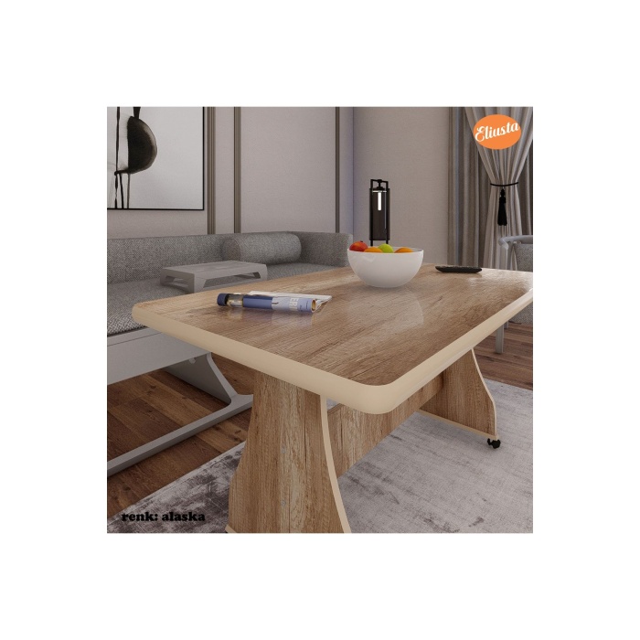 Tekerlekli Mdf Masa %100 Mdf Mutfak Masası Orta Sehpa Yemek Masası