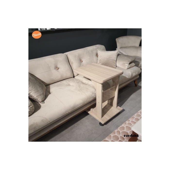 Tekerlekli C Yan Sehpa Ofis Sehpası Laptop Sehpası % 100 Mdf Koltuk Yanı Sehpa