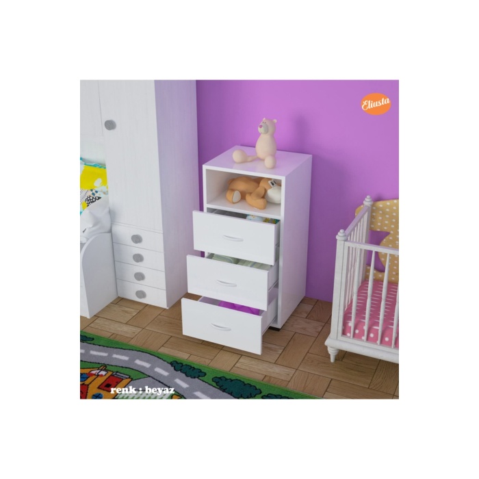 3 Çekmeceli Tek Gözlü Ayaklı Dar Şifonyer