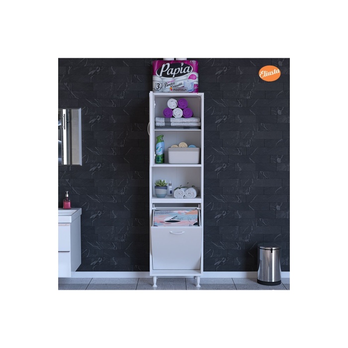 Mutfak Dolabı Kirli Çamaşır Dolabı Düşer Kapaklı Sepetli Banyo Dolabı