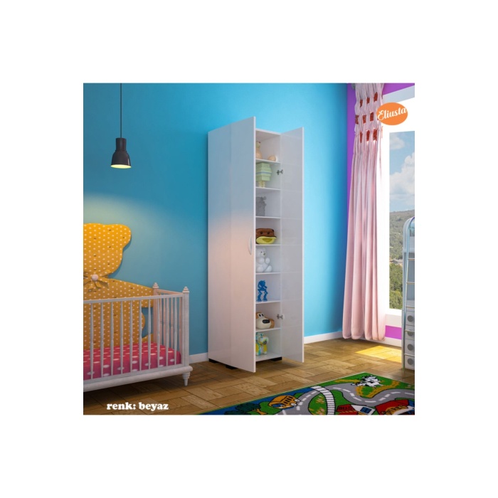 Çok Amaçlı Dolap Mutfak Dolabı Banyo Dolabı Çocuk Odası Dolabı 8 Raflı Dolap Kapaklı