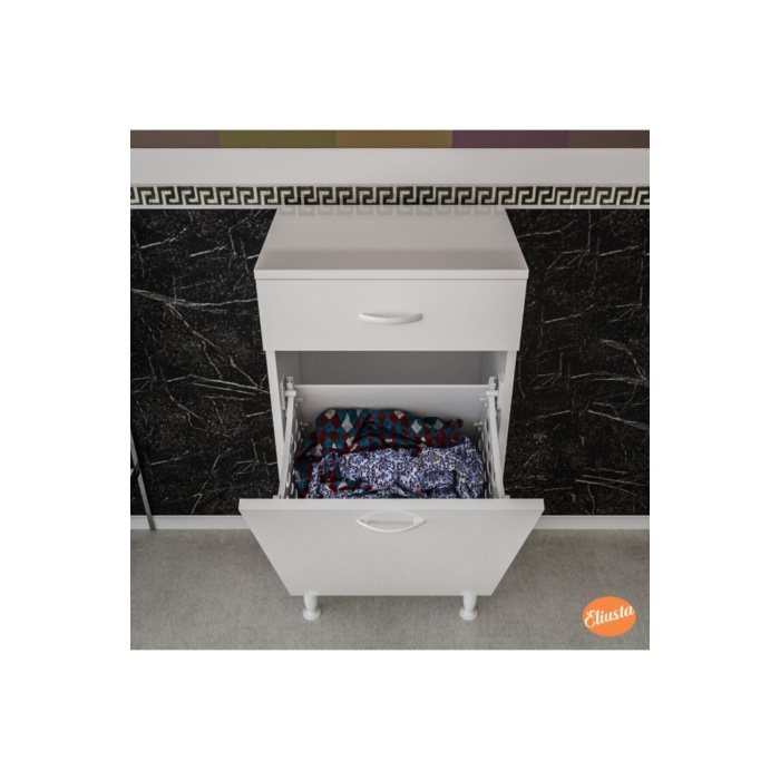 Sepetli Kirli Çamaşır Dolabı Banyo Dolabı Çok Amaçlı