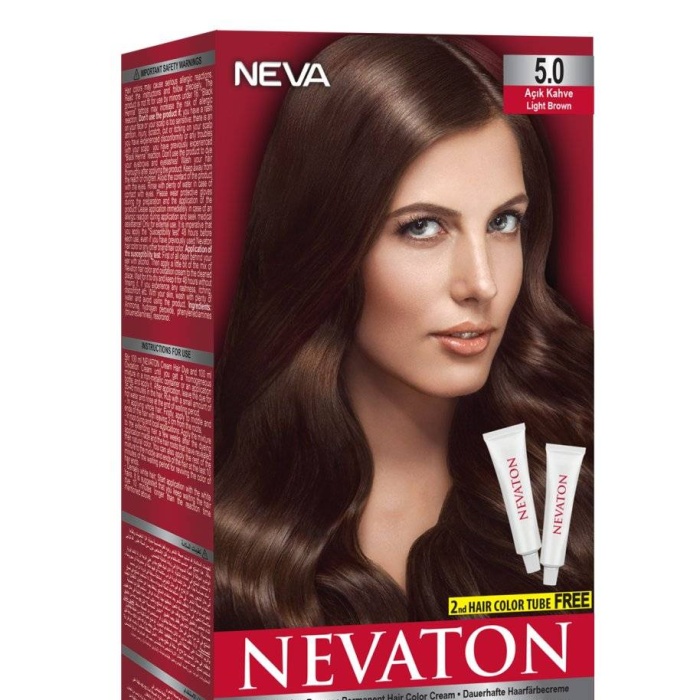 Nevaton Kalıcı Krem Saç Boyası 5.0 Açık Kahve