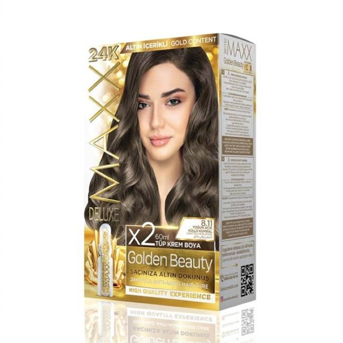 Maxx Deluxe  Set Boya Golden Altın İçerikli  8.11 Yoğun Açık Küllü Kumral
