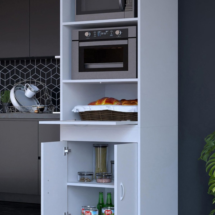 Elit Silva 2 Kapaklı 59,6 x 192,2 x 56 cm Mini Fırın Mikrodalga Dolabı Çok Amaçlı Mutfak Dolabı