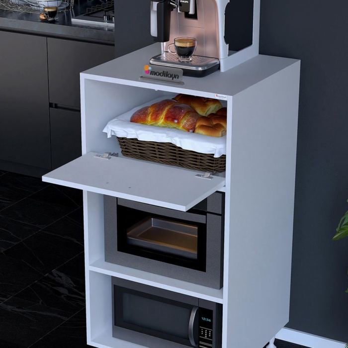 Silva Tek Kapaklı 59,6 x 119,2 x 56 cm Mini Fırın Mikrodalga Fırın Dolabı Çok Amaçlı Mutfak Dolabı