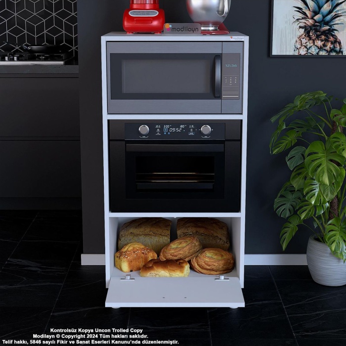 Silva 1 Kapaklı 59,6 x 119,2 x 56 cm Mini Fırın Mikrodalga Fırın Dolabı Çok Amaçlı Mutfak Dolabı