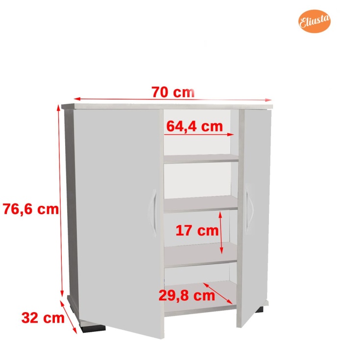 Kastamonu Entegre 2 Kapaklı 4 Raflı Ayakkabılık