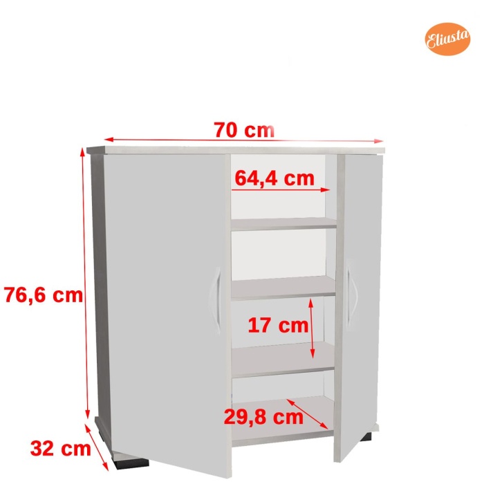 Kastamonu Entegre 2 Kapaklı 4 Raflı Ayakkabılık
