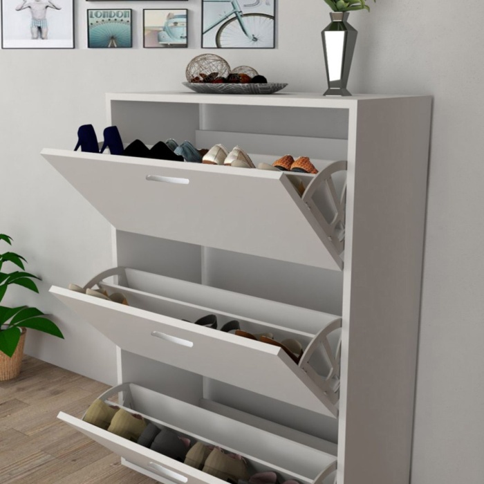 Düşer Kapaklı Ayakkabılık 3 Kapaklı