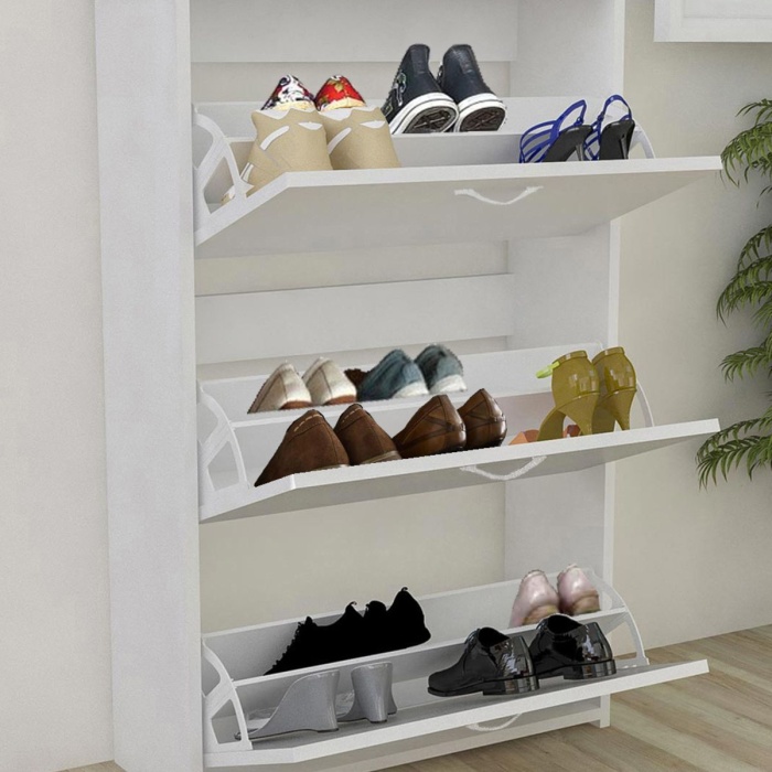 Düşer Kapaklı Ayakkabılık 3 Kapaklı