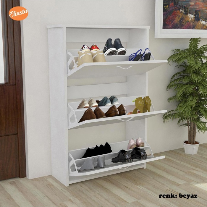 Düşer Kapaklı Ayakkabılık 3 Kapaklı