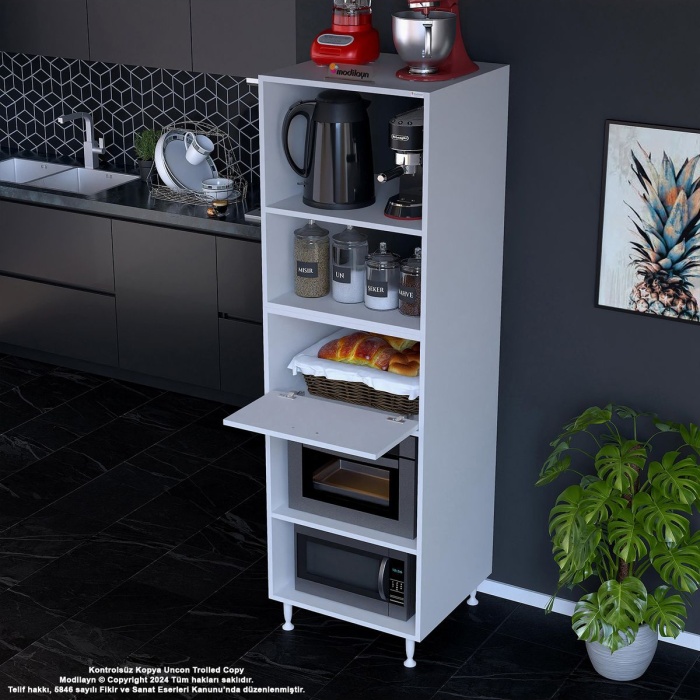 Silva Loya 59,6 X 194,6 X 56 Cm Tek Kapaklı Ankastre Fırın Ve Mutfak Dolabı