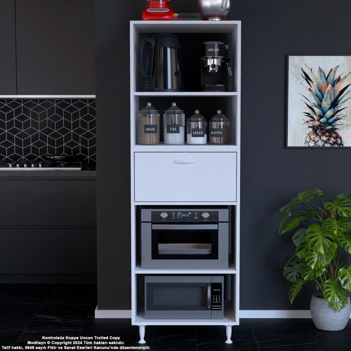 Silva Loya 59,6 X 194,6 X 56 Cm Tek Kapaklı Ankastre Fırın Ve Mutfak Dolabı