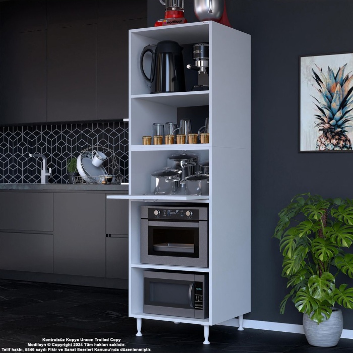 Silva Loya 59,6 X 194,6 X 56 Cm Tek Kapaklı Ankastre Fırın Ve Mutfak Dolabı