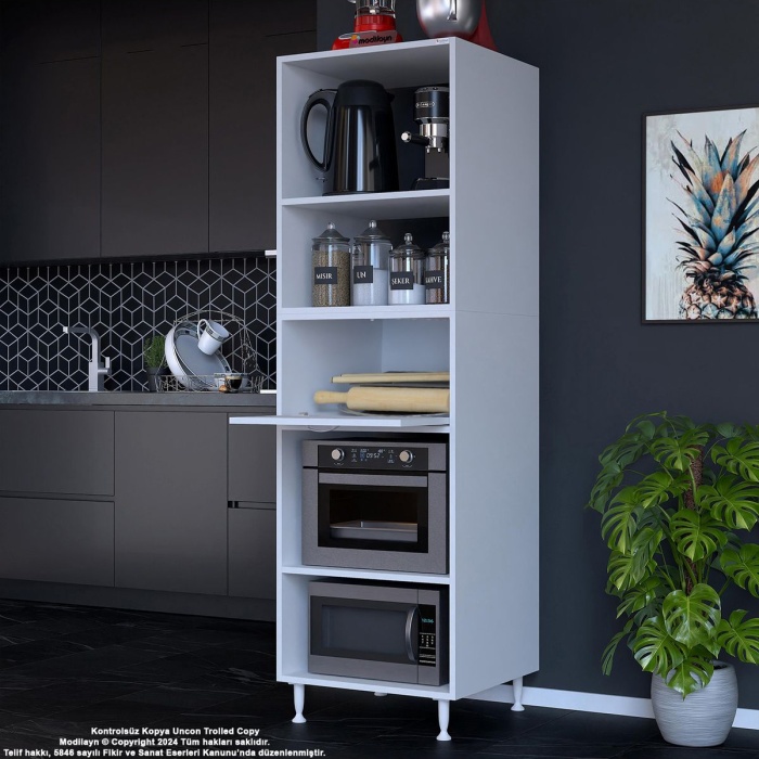 Silva Loya 59,6 X 194,6 X 56 Cm Tek Kapaklı Ankastre Fırın Ve Mutfak Dolabı