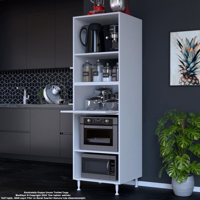 Silva Loya 59,6 X 194,6 X 56 Cm Tek Kapaklı Ankastre Fırın Ve Mutfak Dolabı