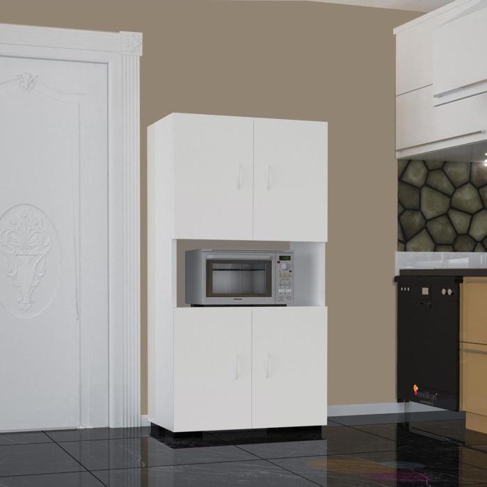 4 Kapaklı Tek Gözlü Mikrodalga Dolabı Fırın Dolabı