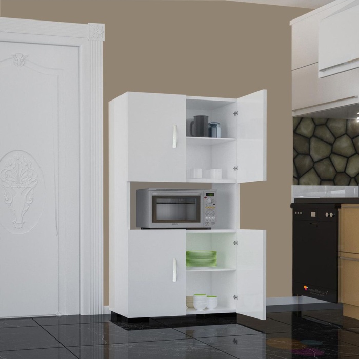 4 Kapaklı Tek Gözlü Mikrodalga Dolabı Fırın Dolabı