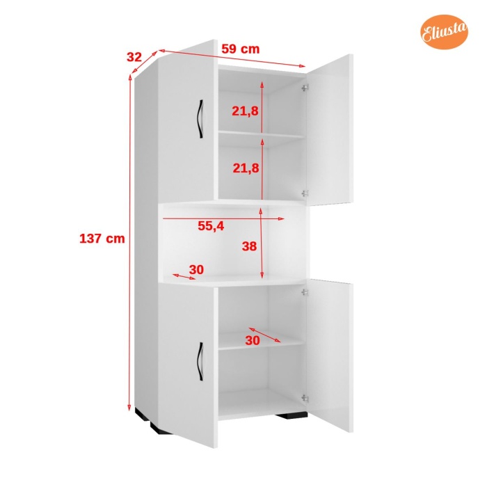 4 Kapaklı Tek Gözlü Mikrodalga Dolabı Fırın Dolabı